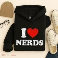 I Love Nerds Outfit Distressed I Heart Nerds Hoodie thumb 4