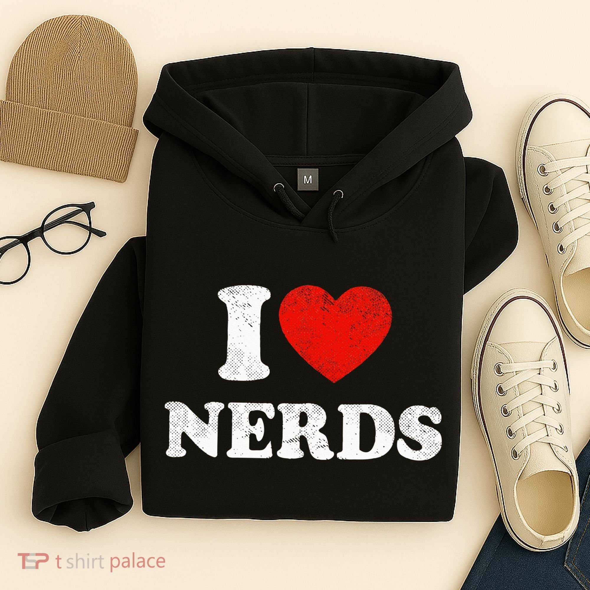 I Love Nerds Outfit Distressed I Heart Nerds Hoodie