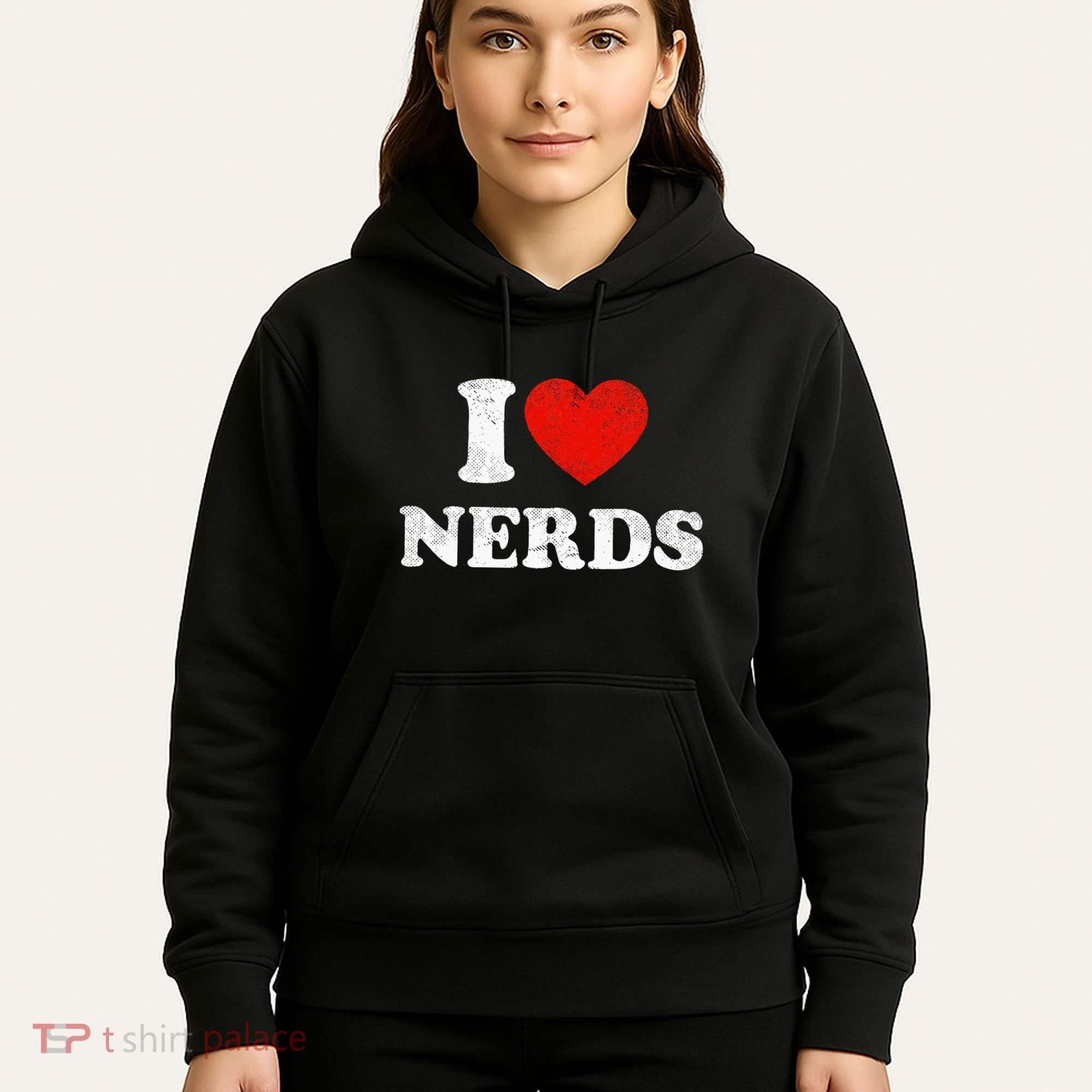 I Love Nerds Outfit Distressed I Heart Nerds Hoodie