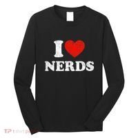 I Love Nerds Outfit Distressed I Heart Nerds Long Sleeve Shirt thumb 0