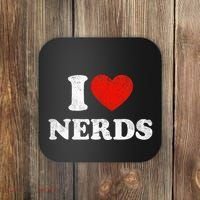 I Love Nerds Outfit Distressed I Heart Nerds Coaster thumb 0