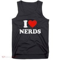 I Love Nerds Outfit Distressed I Heart Nerds Tank Top thumb 0
