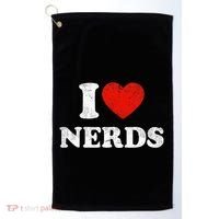 I Love Nerds Outfit Distressed I Heart Nerds Golf Towel thumb 0
