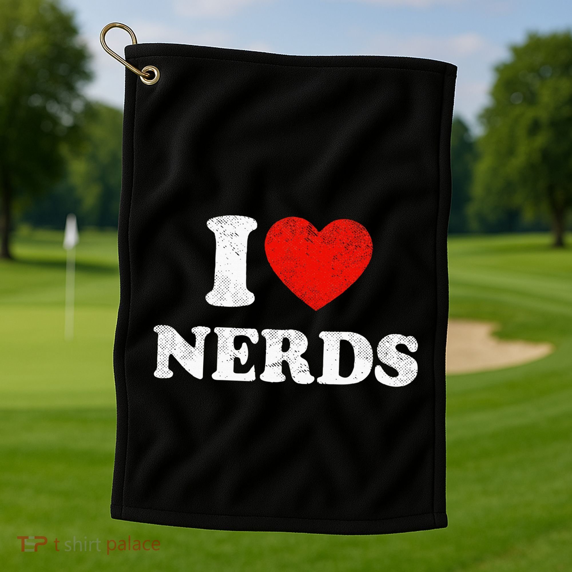 I Love Nerds Outfit Distressed I Heart Nerds Golf Towel
