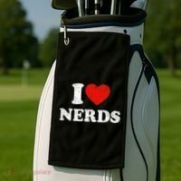 I Love Nerds Outfit Distressed I Heart Nerds Golf Towel thumb 2