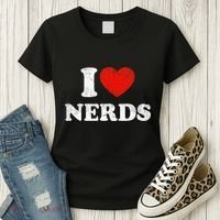 I Love Nerds Outfit Distressed I Heart Nerds Women's T-Shirt thumb 3