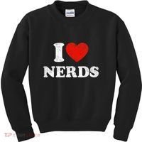 I Love Nerds Outfit Distressed I Heart Nerds Kids Sweatshirt thumb 0
