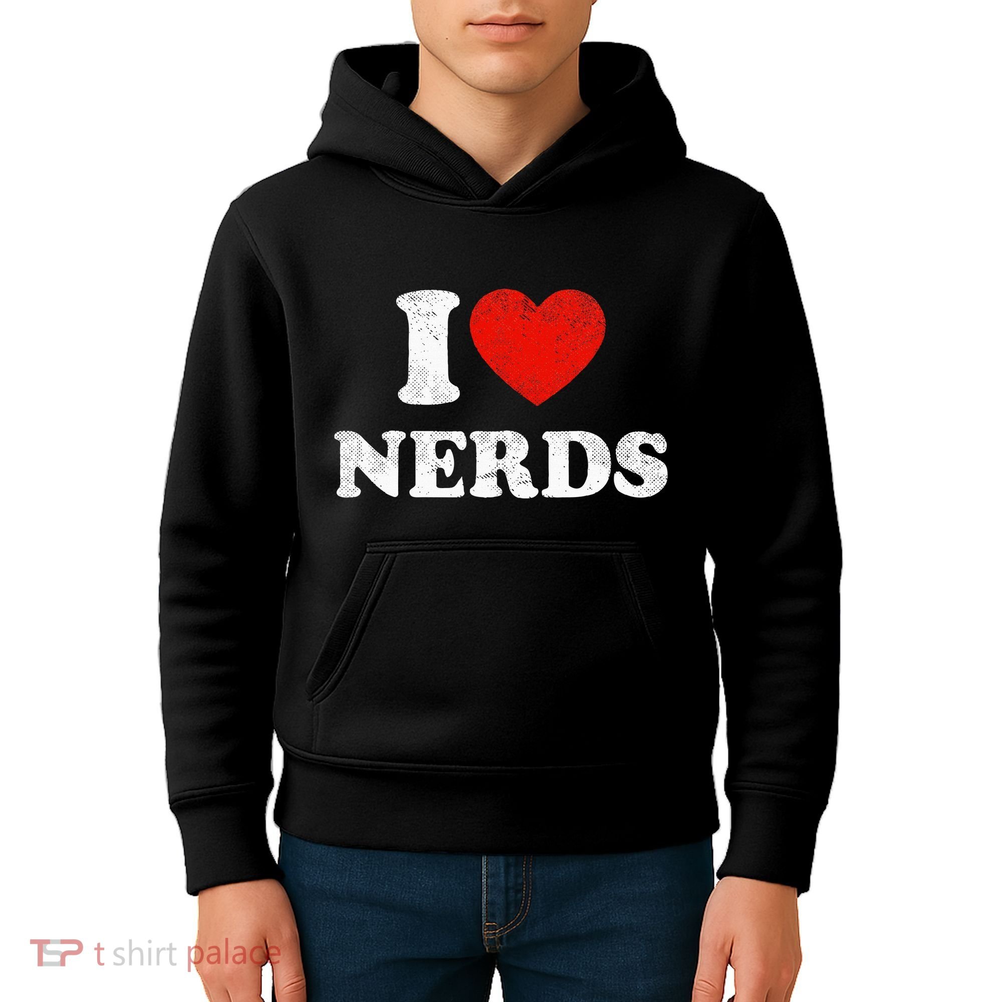 I Love Nerds Outfit Distressed I Heart Nerds Kids Hoodie