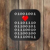 I Love Nerds I Heart Nerds In Binary Code For Geeks Coaster thumb 0