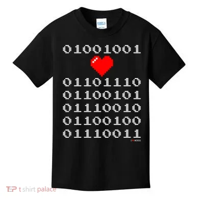 I Love Nerds I Heart Nerds In Binary Code For Geeks Kids T-Shirt