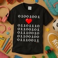 I Love Nerds I Heart Nerds In Binary Code For Geeks Kids T-Shirt thumb 3