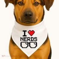 I Love Nerds For Science Or Book Lovers And Knowledge Geeks USA-Made Doggie Bandana thumb 1