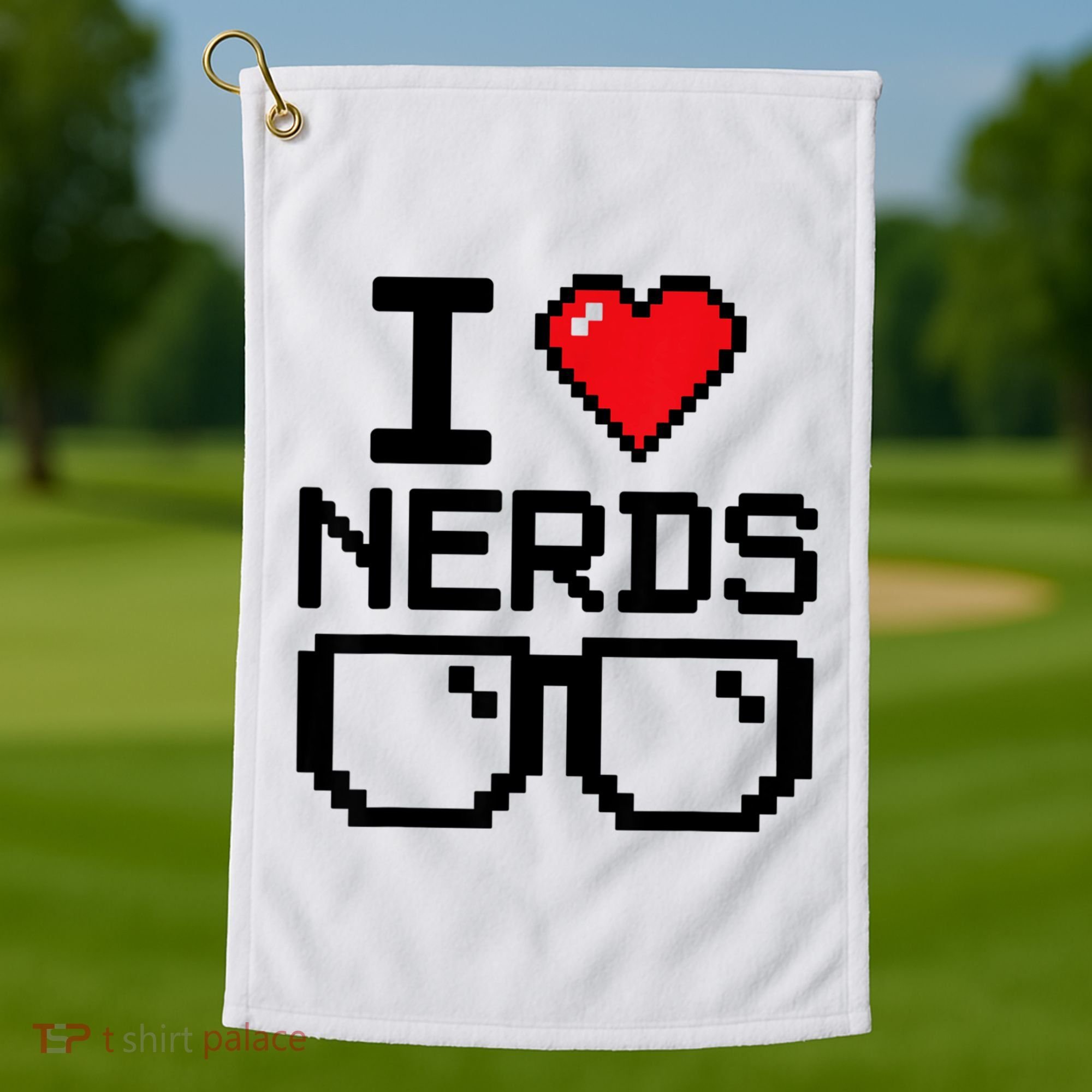 I Love Nerds For Science Or Book Lovers And Knowledge Geeks Golf Towel