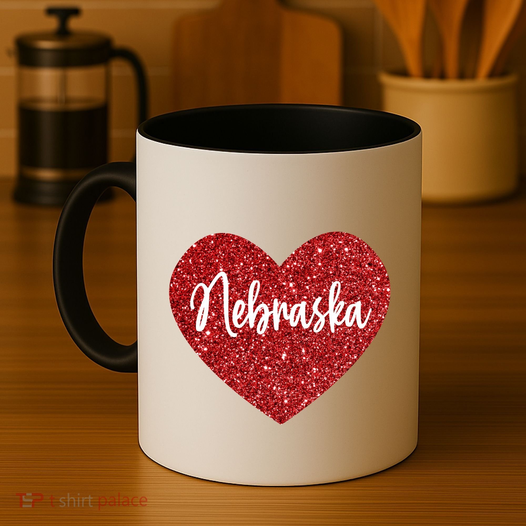 I Love Nebraska Usa Red Heart Gift Coffee Mug