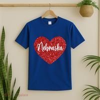 I Love Nebraska Usa Red Heart Gift T-Shirt thumb 2