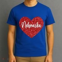 I Love Nebraska Usa Red Heart Gift T-Shirt thumb 3