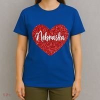 I Love Nebraska Usa Red Heart Gift T-Shirt thumb 4