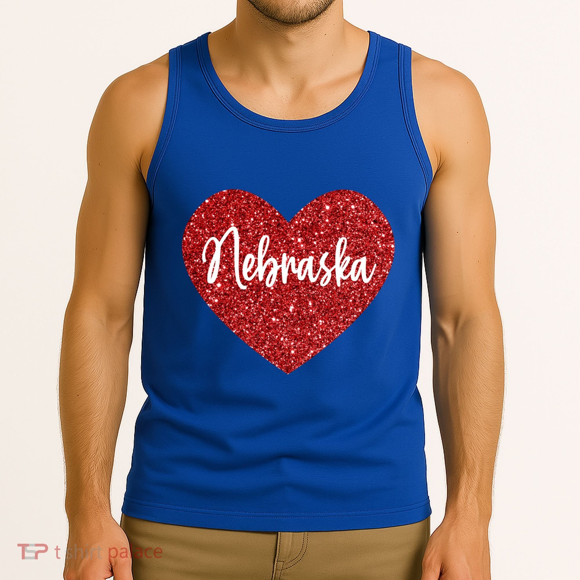 I Love Nebraska Usa Red Heart Gift Tank Top