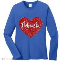 I Love Nebraska Usa Red Heart Gift Women's Long Sleeve Shirt thumb 0