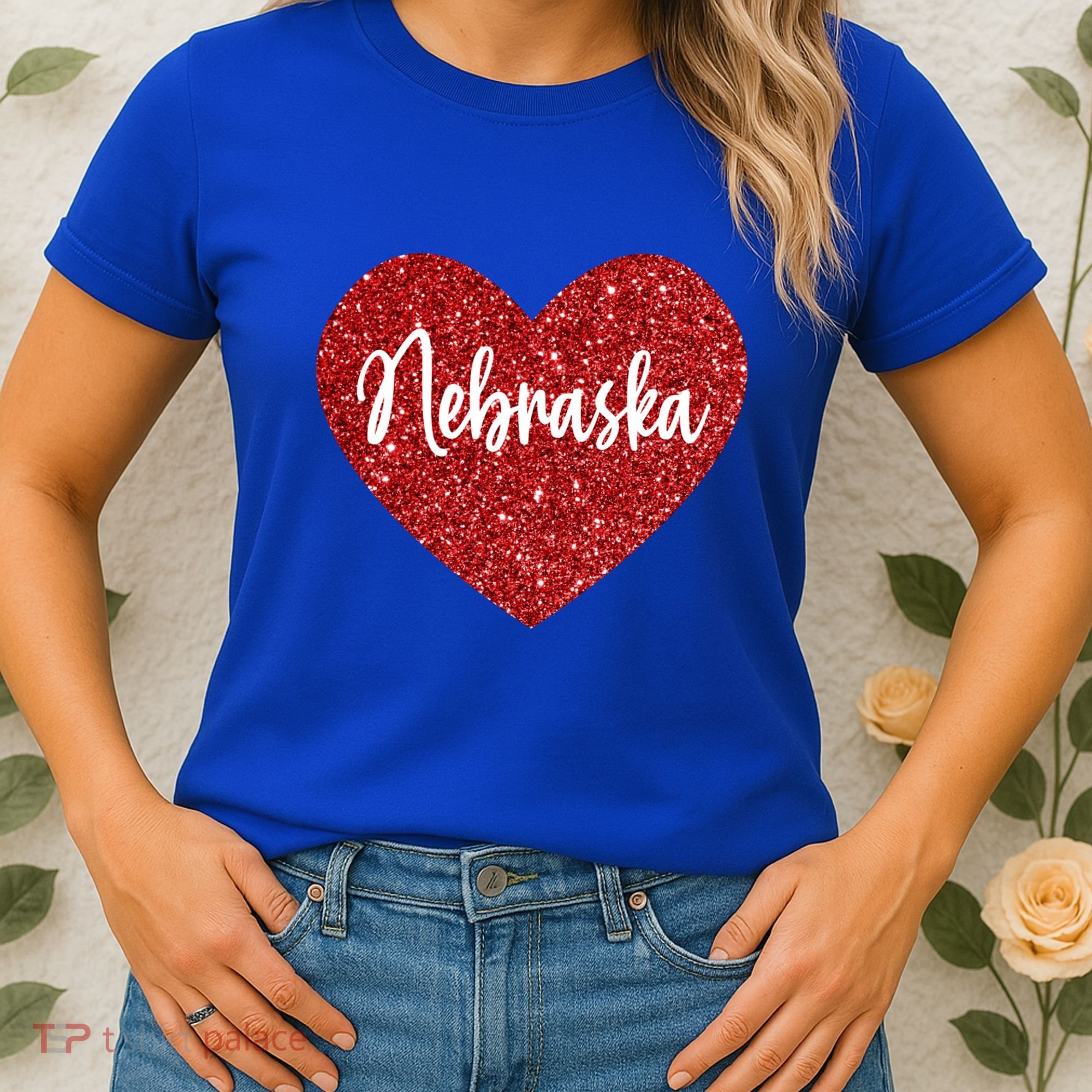 I Love Nebraska Usa Red Heart Gift Women's T-Shirt