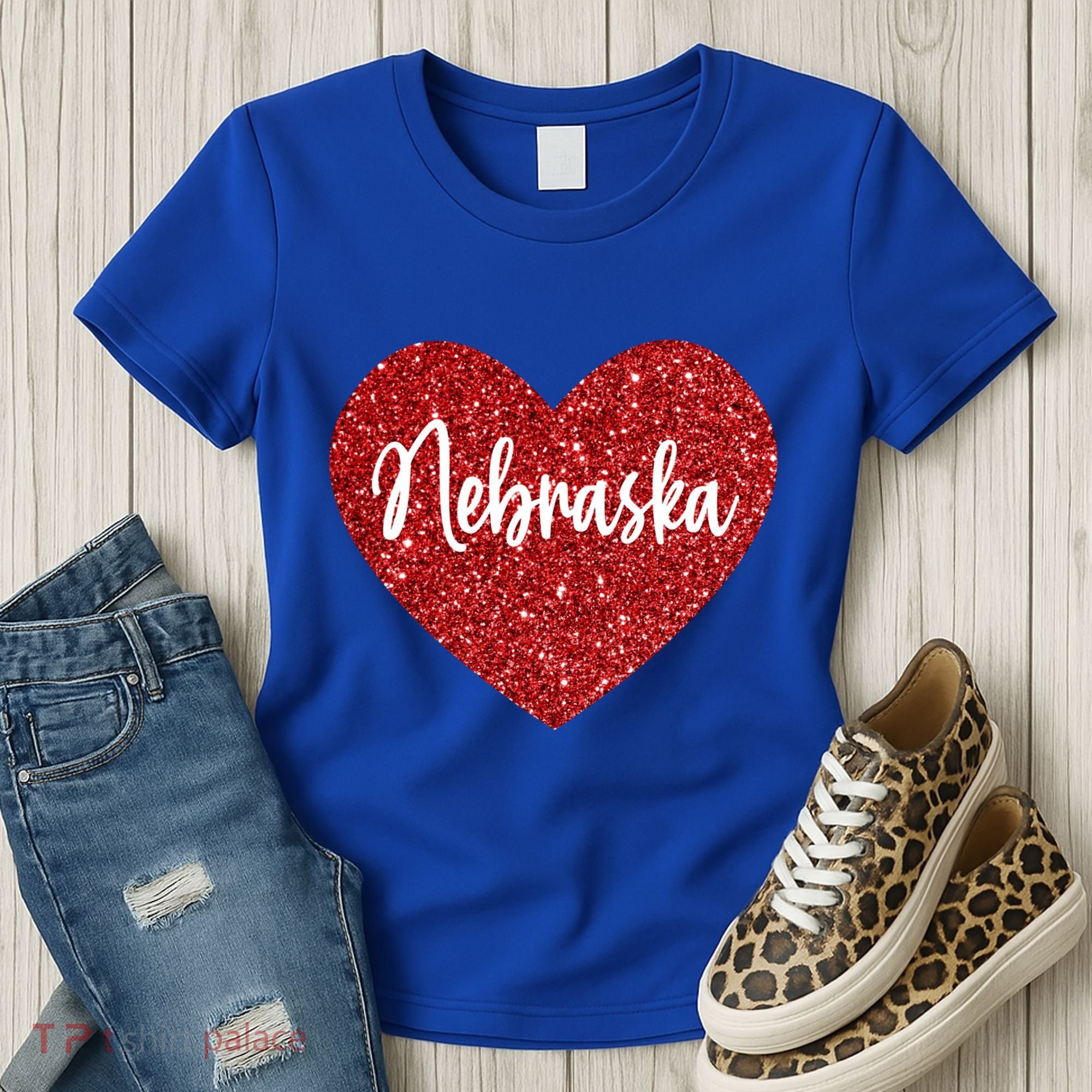 I Love Nebraska Usa Red Heart Gift Women's T-Shirt
