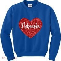 I Love Nebraska Usa Red Heart Gift Kids Sweatshirt thumb 0