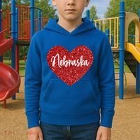 I Love Nebraska Usa Red Heart Gift Kids Hoodie thumb 2