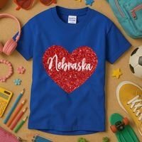 I Love Nebraska Usa Red Heart Gift Kids T-Shirt thumb 3