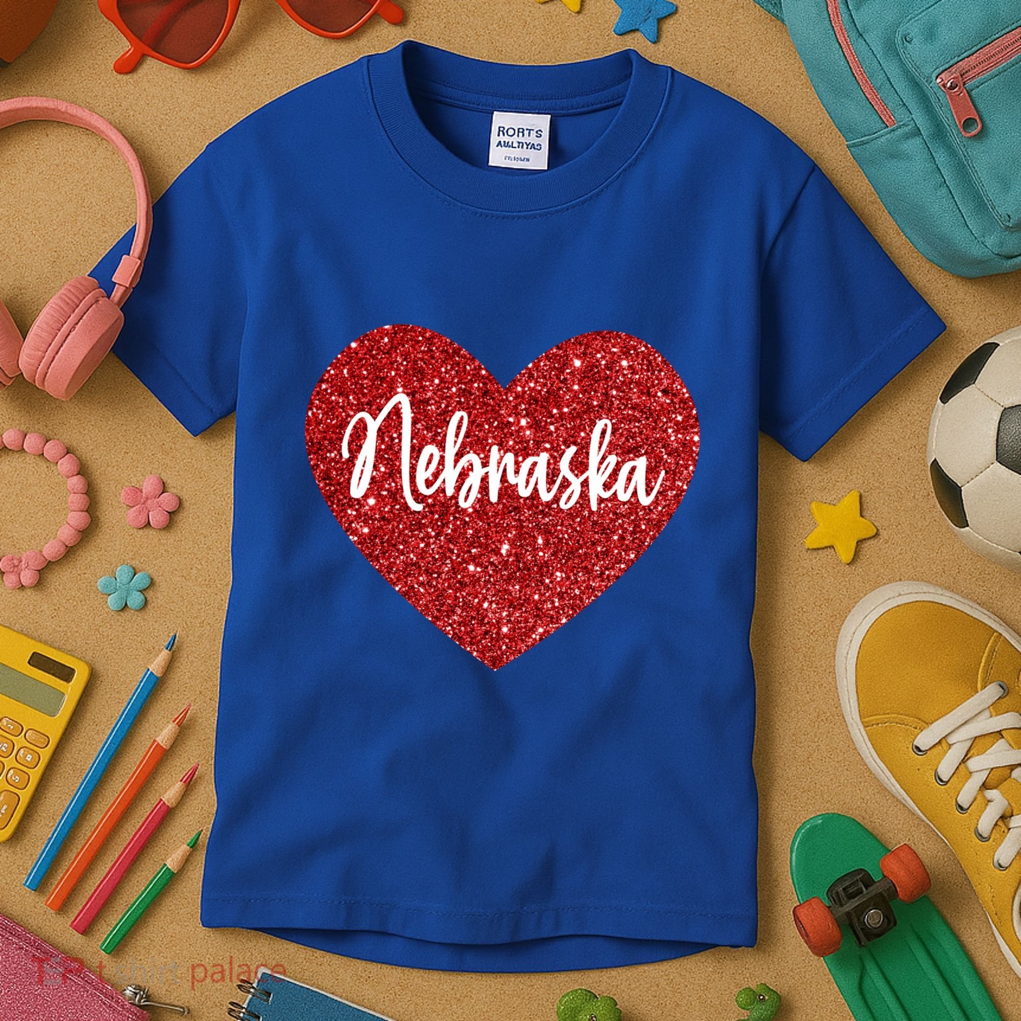 I Love Nebraska Usa Red Heart Gift Kids T-Shirt