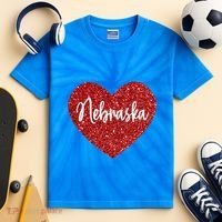 I Love Nebraska Usa Red Heart Gift Kids Tie-Dye T-Shirt thumb 2