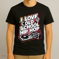 I Love Old School Hip Hop Urban Rap Music Novelty Graphic T-Shirt thumb 3