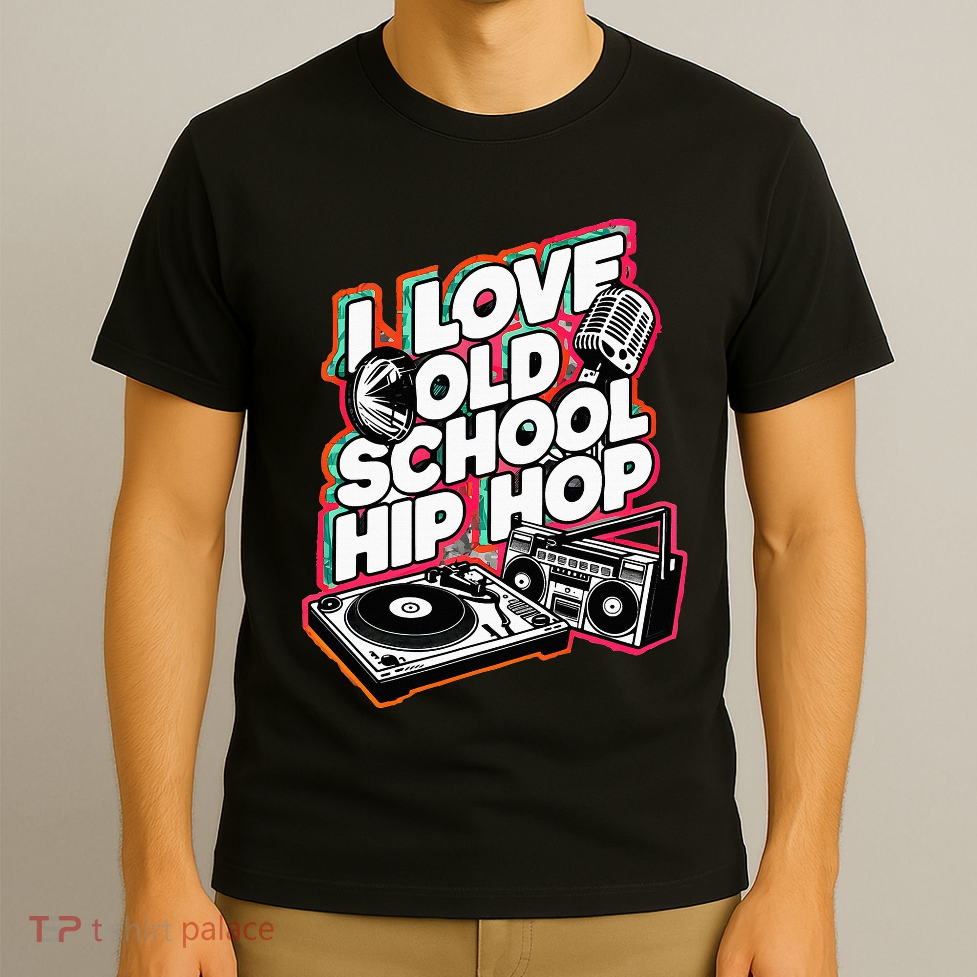 I Love Old School Hip Hop Urban Rap Music Novelty Graphic T-Shirt