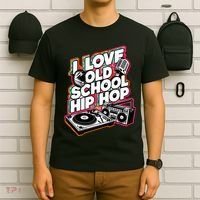 I Love Old School Hip Hop Urban Rap Music Novelty Graphic T-Shirt thumb 6