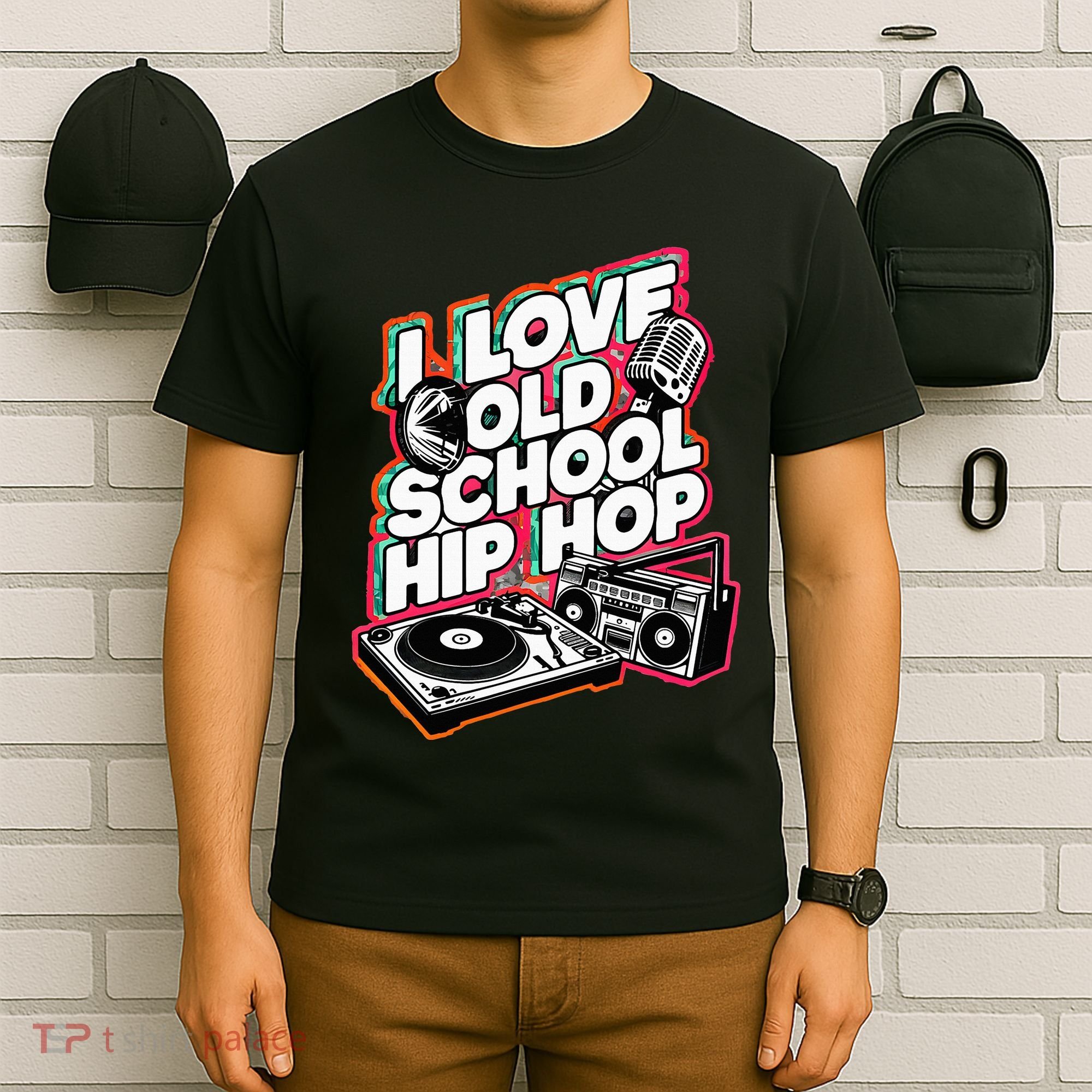 I Love Old School Hip Hop Urban Rap Music Novelty Graphic T-Shirt
