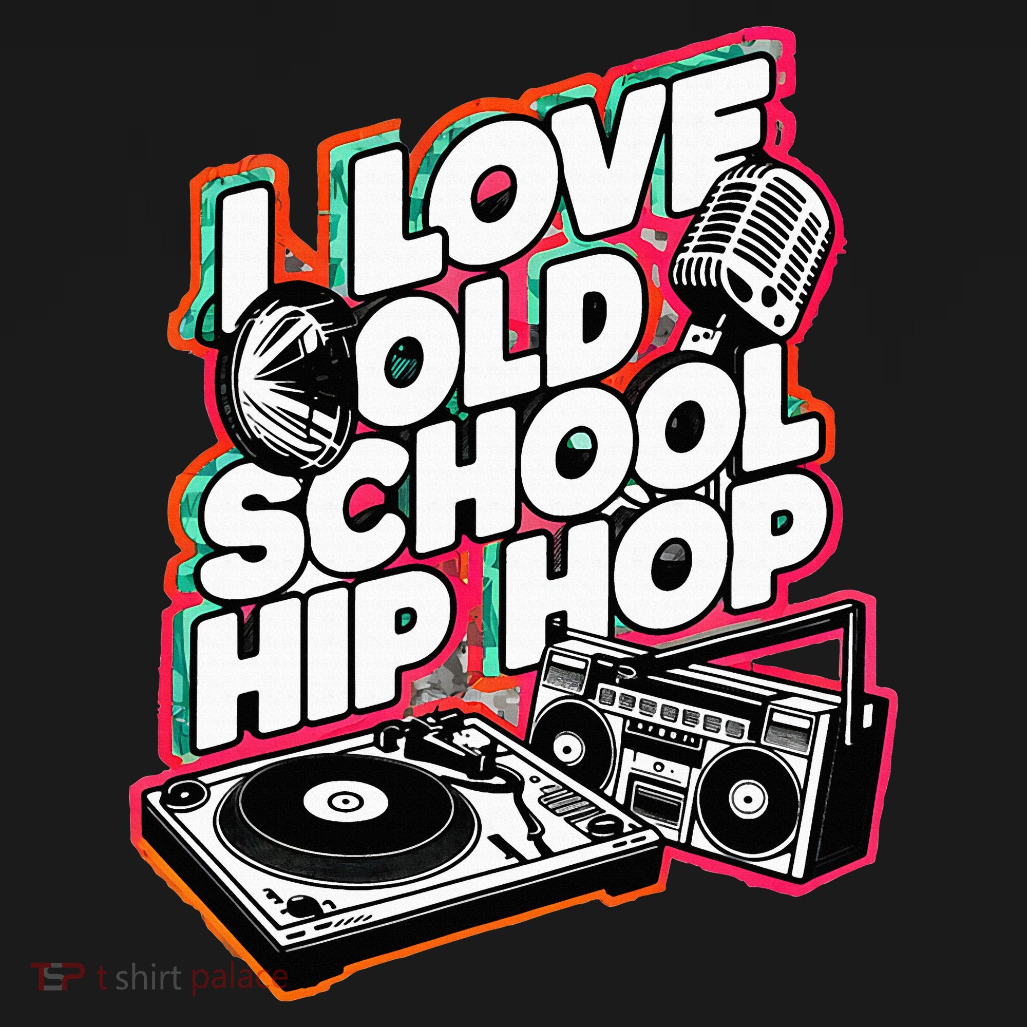 I Love Old School Hip Hop Urban Rap Music Novelty Graphic Women's Hoodie