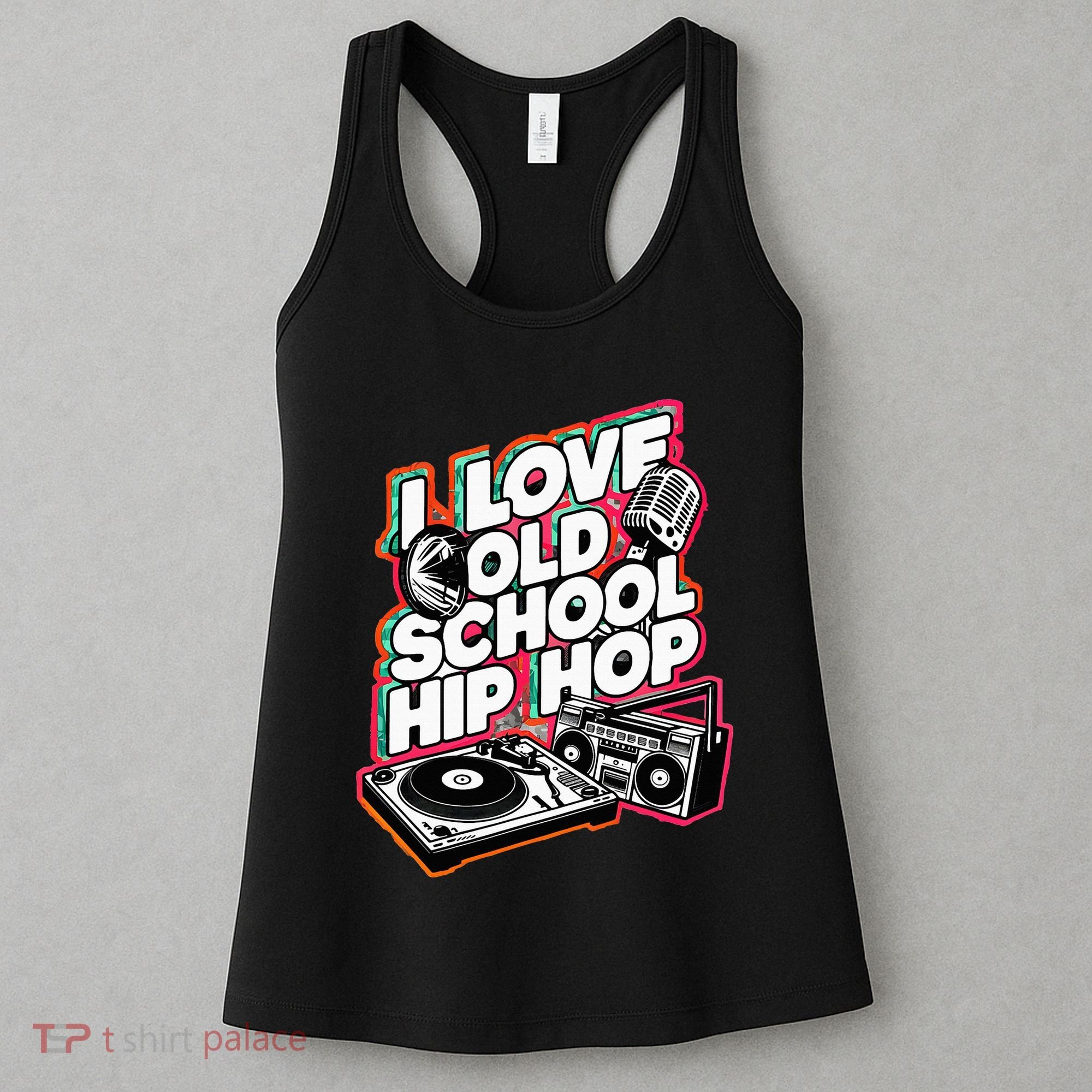 I Love Old School Hip Hop Urban Rap Music Novelty Graphic Women's Tank Top