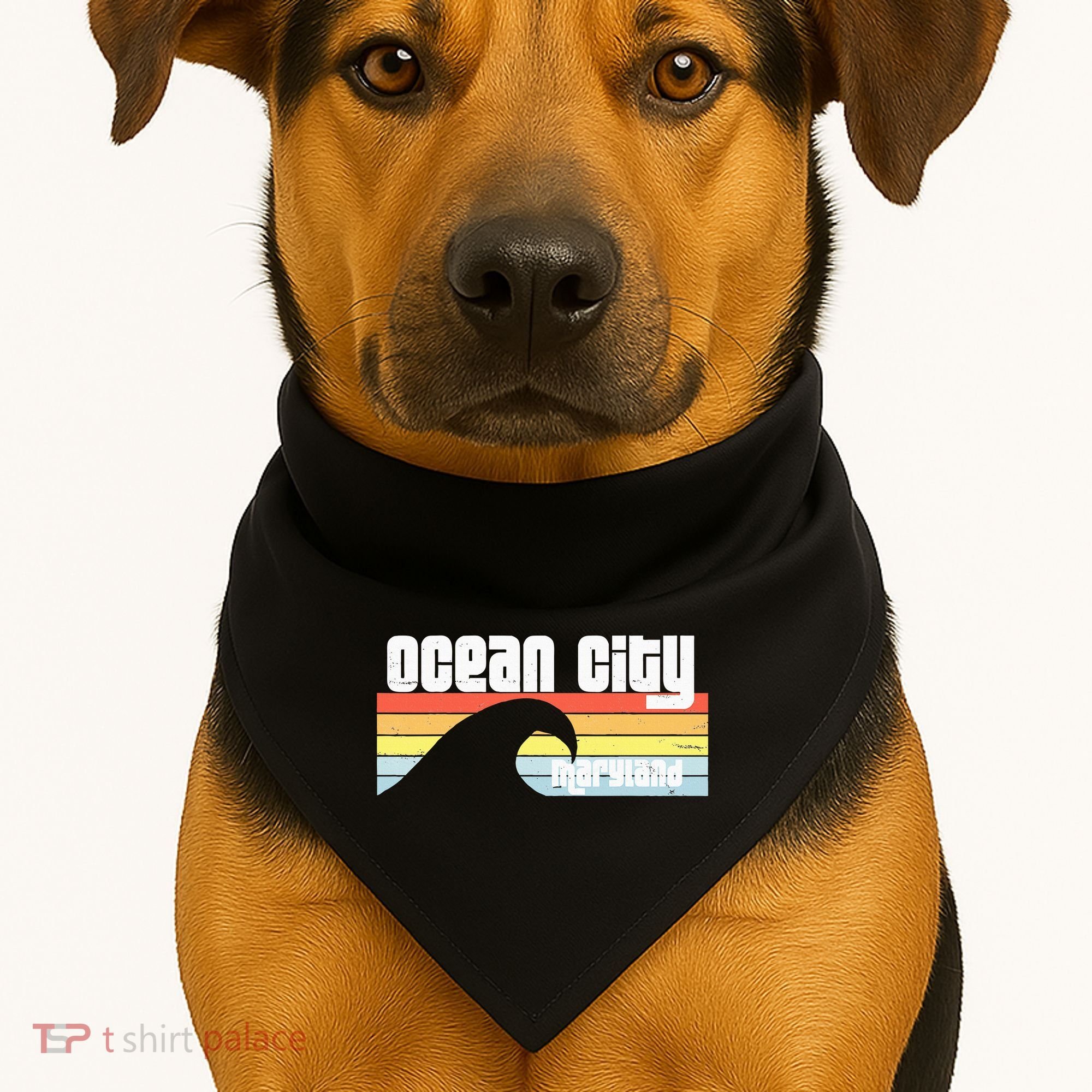 I Love Ocean City Maryland Md Spring Break Beach Ocean Wave USA-Made Doggie Bandana