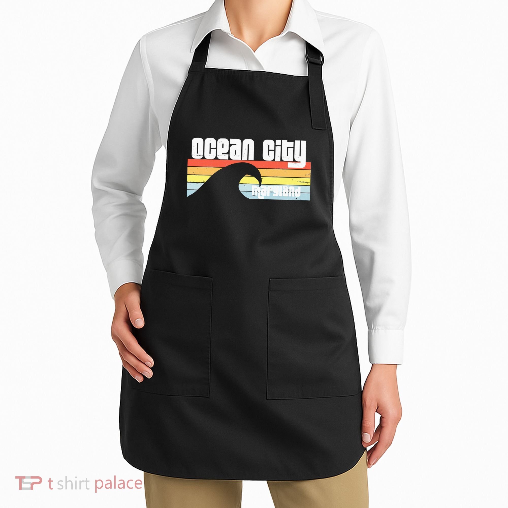 I Love Ocean City Maryland Md Spring Break Beach Ocean Wave Apron