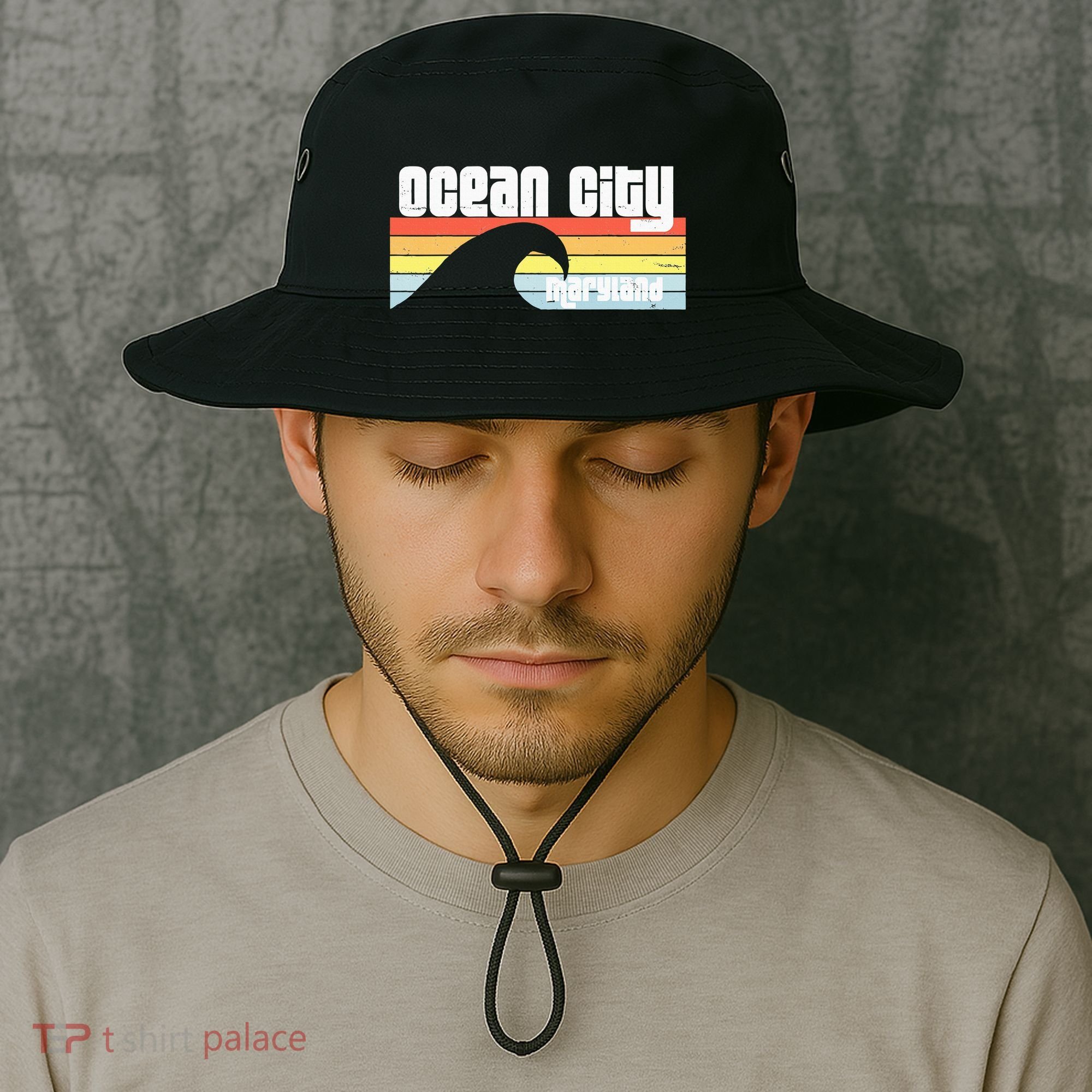 I Love Ocean City Maryland Md Spring Break Beach Ocean Wave Bucket Hat