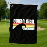 I Love Ocean City Maryland Md Spring Break Beach Ocean Wave Golf Towel thumb 1