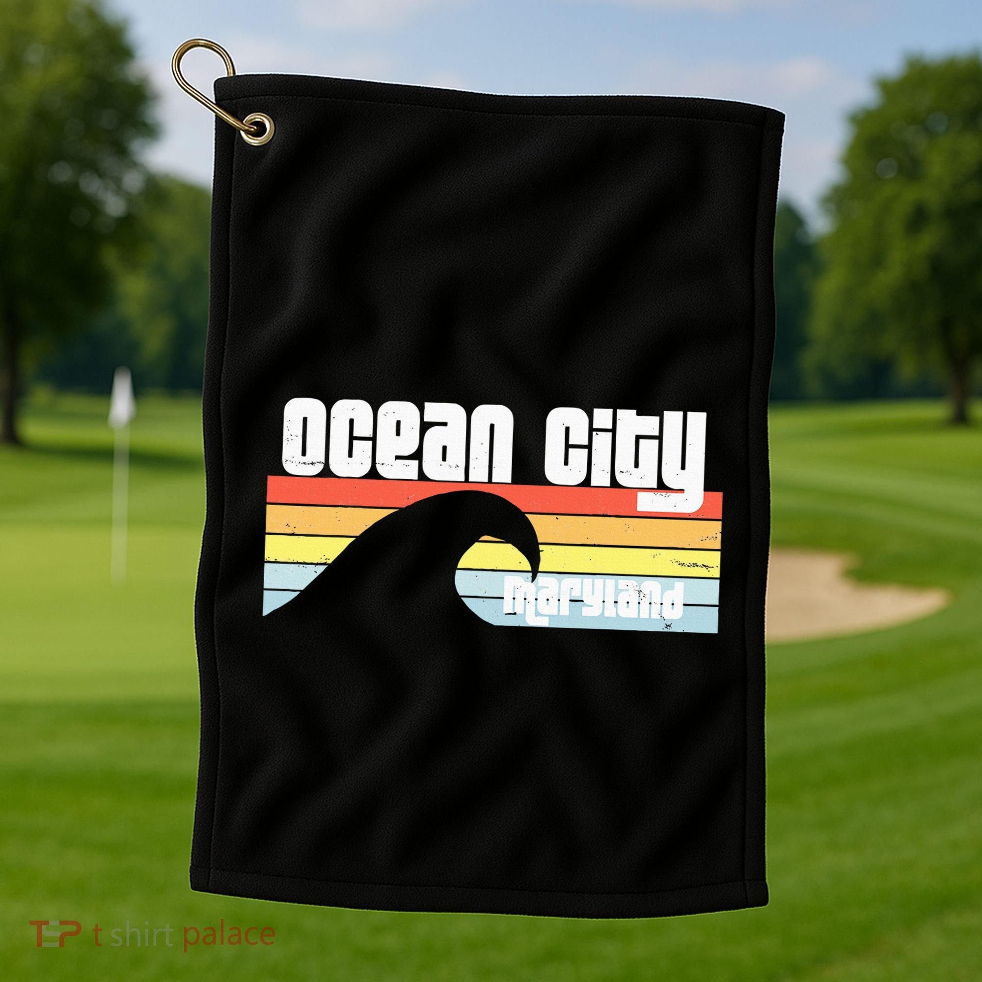 I Love Ocean City Maryland Md Spring Break Beach Ocean Wave Golf Towel
