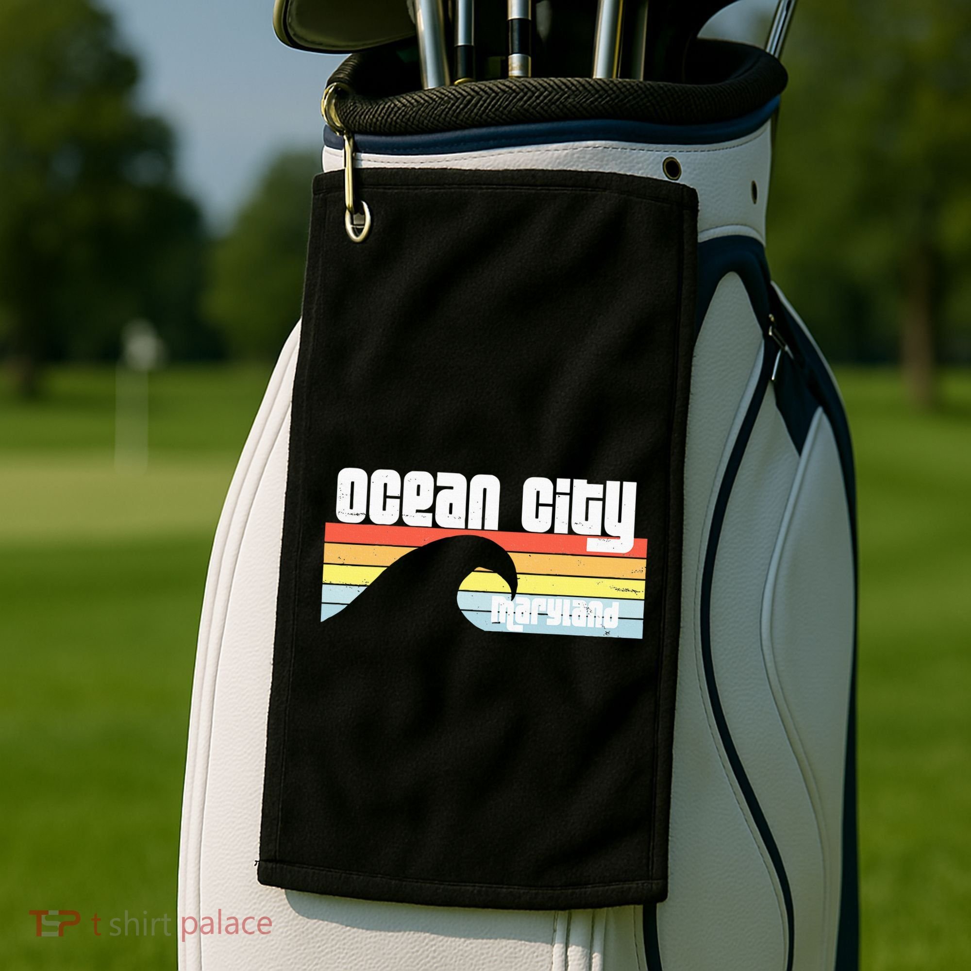 I Love Ocean City Maryland Md Spring Break Beach Ocean Wave Golf Towel