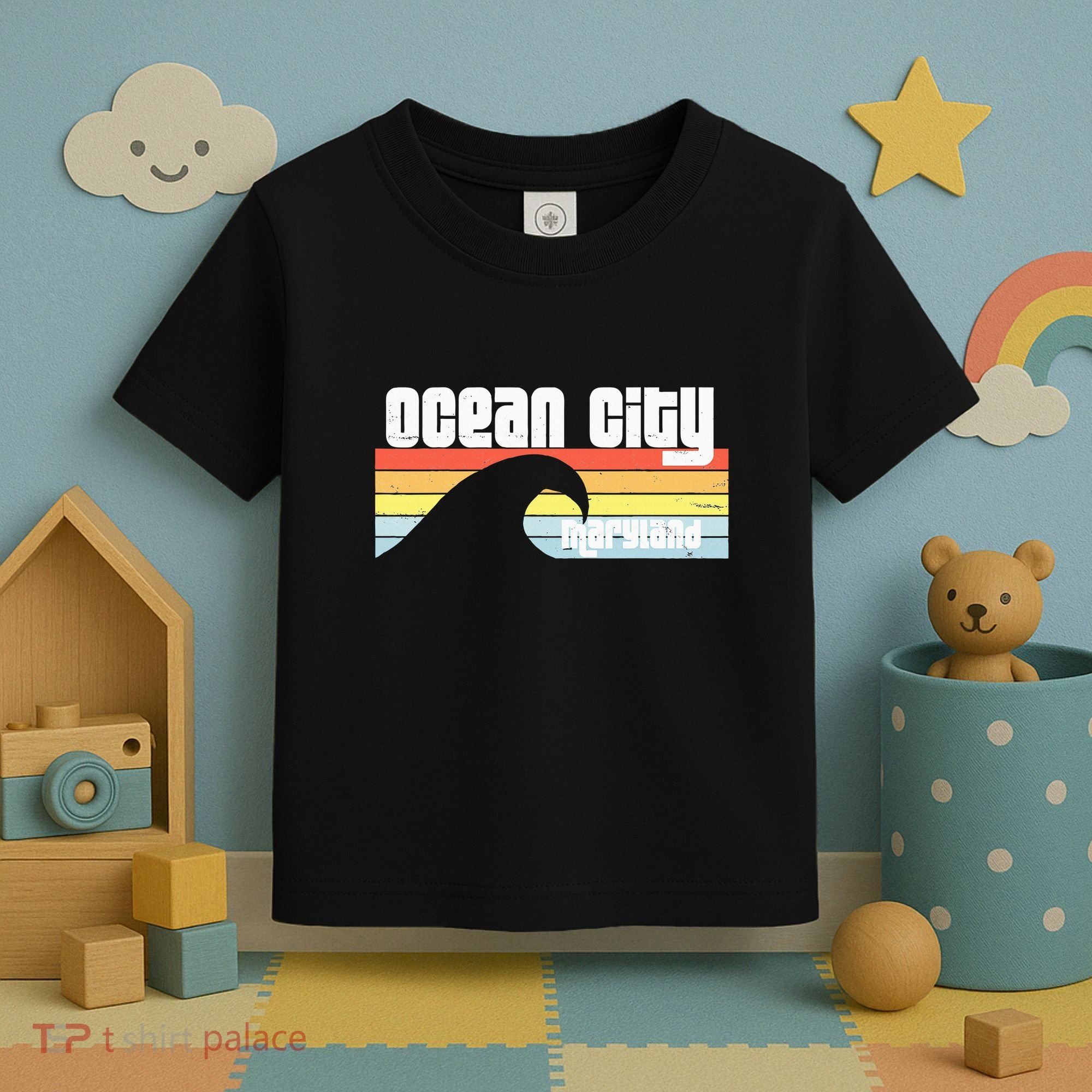 I Love Ocean City Maryland Md Spring Break Beach Ocean Wave Toddler T-Shirt