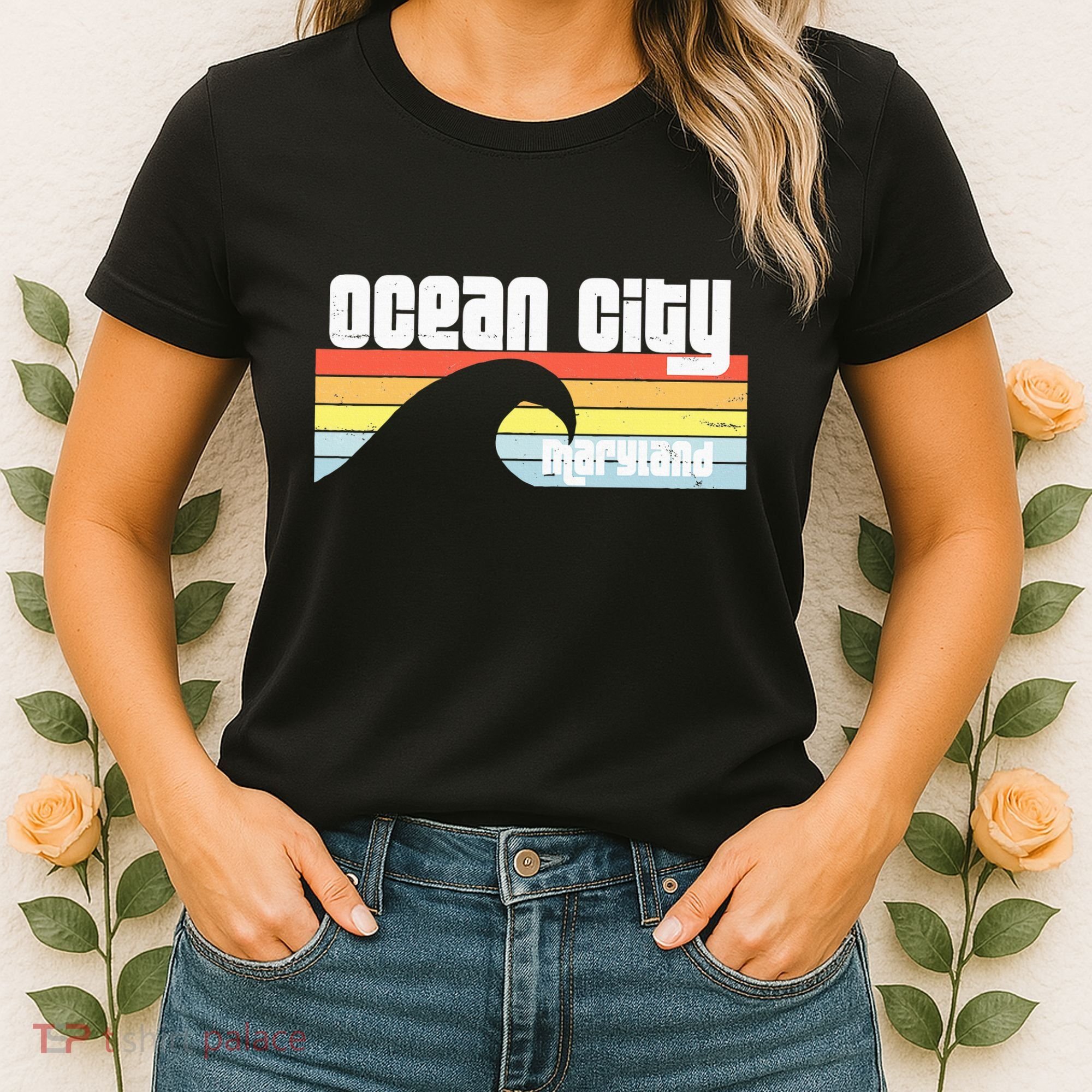 I Love Ocean City Maryland Md Spring Break Beach Ocean Wave Women's T-Shirt