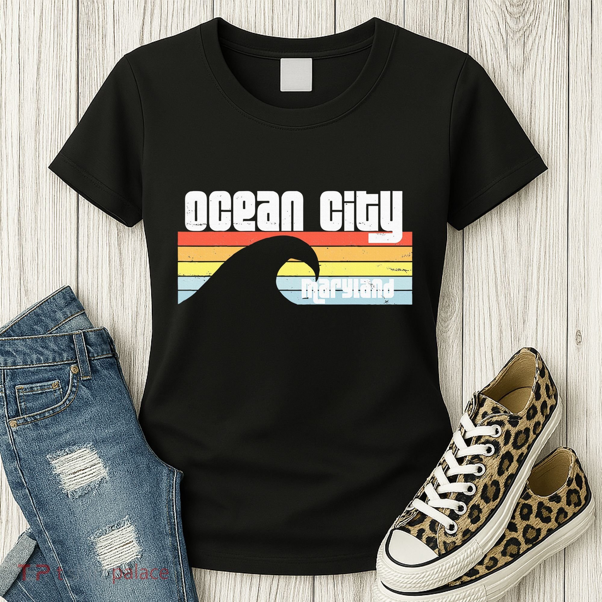 I Love Ocean City Maryland Md Spring Break Beach Ocean Wave Women's T-Shirt