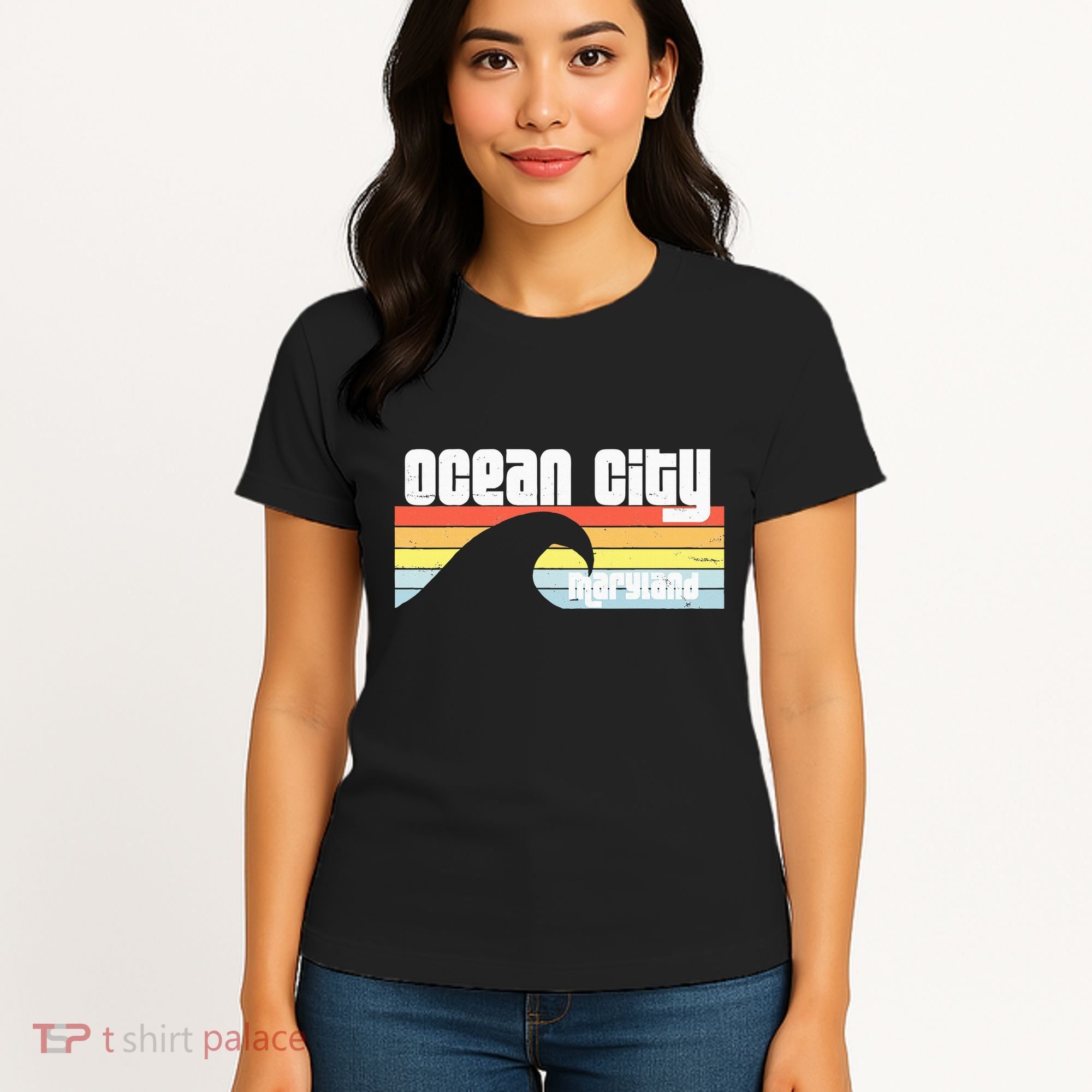 I Love Ocean City Maryland Md Spring Break Beach Ocean Wave Women's T-Shirt