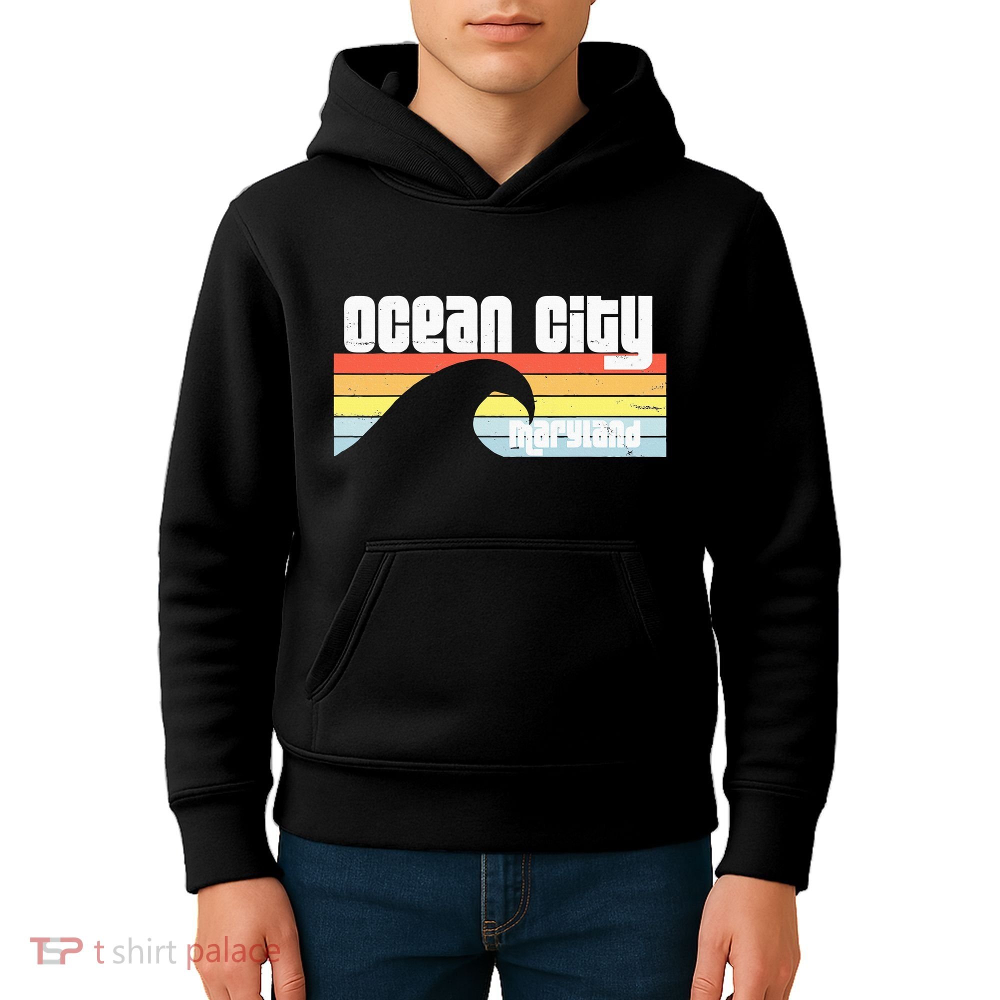 I Love Ocean City Maryland Md Spring Break Beach Ocean Wave Kids Hoodie