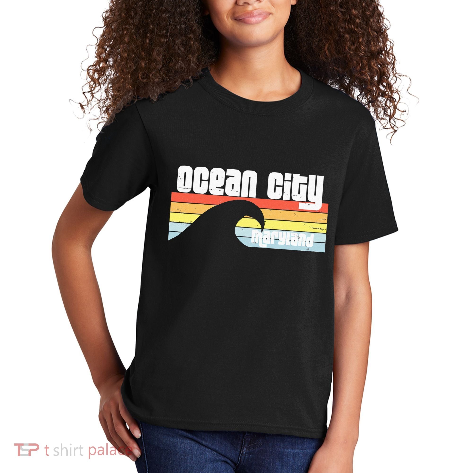 I Love Ocean City Maryland Md Spring Break Beach Ocean Wave Kids T-Shirt