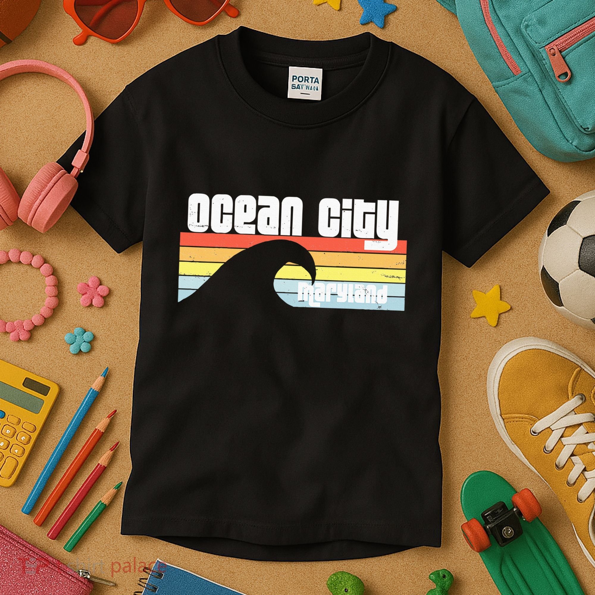 I Love Ocean City Maryland Md Spring Break Beach Ocean Wave Kids T-Shirt