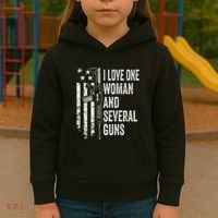 I Love One Woman And Several Guns Husband Gun Kids Hoodie thumb 3
